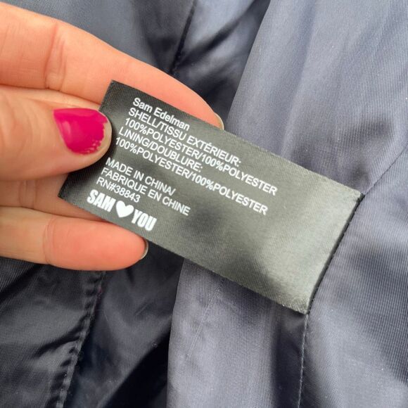 Sam Edelman Pink Red Plaid Coat | Wool Blend Double Breasted Peacoat - Picture 11 of 12